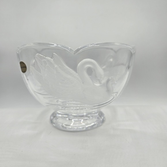 Teleflora Other - Vintage French Teleflora 24% Lead Crystal Frosted Swan Footed Candy Bowl